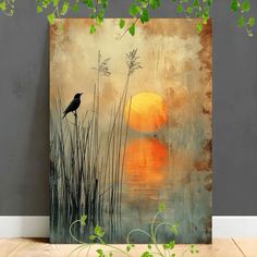 Peisaj Abstract, Framed Canvas Painting, Beautiful Abstract Art, Creative Wall Art, Wall Art Ideas, Golden Sunset, Living Room Decoration