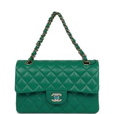 High-end Green Shoulder Bag For Travel, Green Evening Bag With Double Flap, Green Double Flap Evening Bag, High-end Green Shoulder Bag, Luxury Double Flap Shoulder Bag With Branded Hardware, Green Leather Shoulder Bag With Turn-lock Closure, High-end Green Evening Bag, Designer Green Bags With Branded Hardware, Designer Green Double Flap Bag