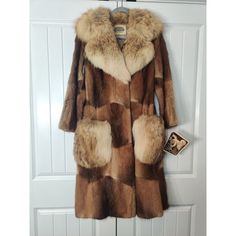 Vintage Racoon And Fox Fur Full Length Jacket Galliano Fourrures Montreal, This Jacket Still Has The Tag Attached. Absolutely Amazing Fur, See Last Pic For A Tear On The Left Side Near The Armpit, Looks Like Someone Tried It On That Was To Big, Also Has Some Minor Light Staining On The Lining. If You Look Close At The Pics You Can See Them. Armpit To Armpit Is A Little Over 17", Sleeve Length Is 14.75", And Collar To Bottom Of Jacket Is 43". One Of A Kind Jacket For Sure. Please Let Me Know If Y Fitted Mink Long Sleeve Fur Coat, Vintage Long Sleeve Mink Outerwear, Style Roots, Black Hooded Coat, Peach Blazer, Yellow Windbreaker, Belted Cape, Faux Leather Jacket Women, Long Blazer Jacket