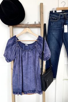 Calling all mineral wash lovers! This this oversized top can be worn off the shoulders or on. | Mineral Wash | Off the Shoulder | Oversized Top | Women's Tops | Casual Tops | Summer Fashion | Fall Fashion | Trends | Style | Shopping | Cute Shirts | Cheap Tops | Cute Shirts for Women | Casual Style | Online Boutique | Plus Size Fashion | Fringe | Tie Back Long Brunette Hair, Stephanie Brown, Long Brunette, Casual Tops For Women, Brunette Hair, Hair Highlights, You've Been, Tie Back, Cute Shirts