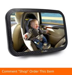 a baby sitting in a car seat with the caption'comment shop order this item