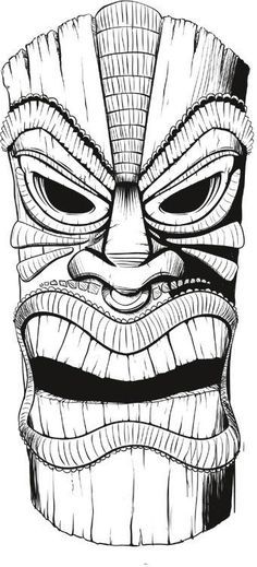 a drawing of a tiki mask