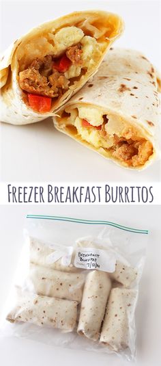 freezer breakfast burritos are packed and ready to be eaten