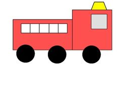 a drawing of a red fire truck on a white background