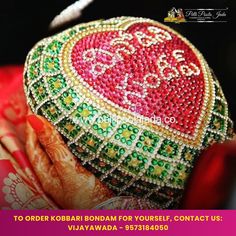 a close up of a woman's head wearing a colorful hat with the words to order korbai bondam for yourself, contact us