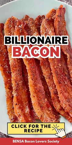 A dozen strips of golden brown Billionaire Bacon on a white serving dish.