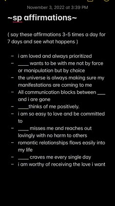 a black background with the words affirmations written in gold and white on it