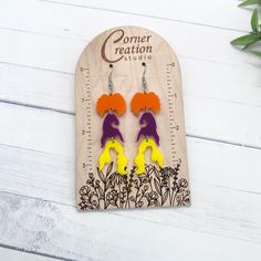 These beautiful acrylic earrings are perfect Halloween. 3.25" long Acrylic Light Weight Stainless Steel Hooks Hocus Pocus Polymer Clay, Hocus Pocus Book Earrings, Sanderson Sisters Earrings, Halloween Acrylic Earrings, Sister Earrings, Quirky Halloween Earrings, Sanderson Sisters, Acrylic Earrings, Polymer Clay