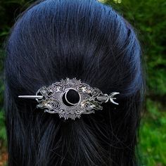 Moon Hair Stick, Moon Pentagram, Gothic Hair, Crystal Moon