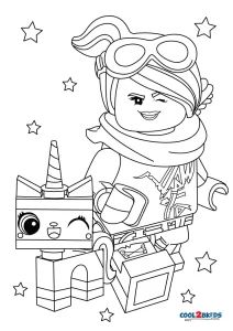 a coloring page with an image of a cartoon character and a lego figure in the background