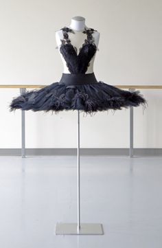 a ballerina's dress on display in an empty room