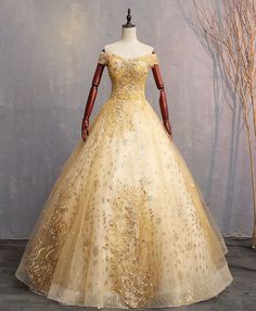 Formal Dresses Gold, Gold Ball Gown, Ball Gowns Vintage, Tulle Formal Dress, Prom Dress Tulle, Strapless Wedding Dress Mermaid, Lace Long Prom Dress, Long Bridal Gown, Gold Tulle