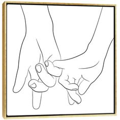 a black and white line drawing of two hands holding each other's hand, with the