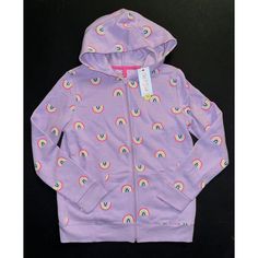 ~ Cat & Jack Light Purple Rainbow Print Graphic Hooded Zip Up Jacket In Size Xl 14-16. Nwt Condition Toddler Snowsuit, Kids Jeans Jacket, Tie Dye Jackets, Red Pea Coat, Poncho Jacket, Purple Rainbow, Fur Hood Coat, Yellow Raincoat, Girls Fleece