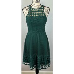 Nwt Lumier By Bariano Evergreen Lace Dress - Size Small Approx Measurements 15” W (Pit Yo Pit) / 38” Length Fitted Dark Green Mini Dress For Date Night, Fitted Dark Green Casual Dress, Fitted Dark Green Dress For Date Night, Dark Green Fitted Casual Dress, Casual Fitted Dark Green Dress, Spring Party Dark Green Mini Dress, Sleeveless Dark Green Spring Dress, Sleeveless Dark Green Dress For Spring, Dark Green Sleeveless Dress For Spring