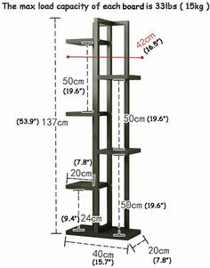 the height of a bookcase is shown with measurements for each shelf in front of it