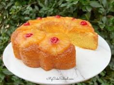 a pineapple upside down cake on a plate