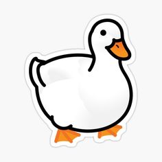 a white duck with orange feet sticker