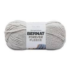 bernat forever fleece yarn ball in light grey, on a white background with the label