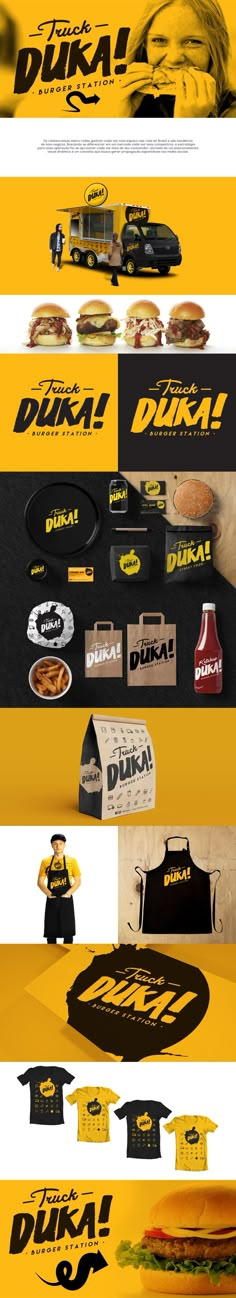 a series of photoshopped images showing different types of logos and designs on yellow paper