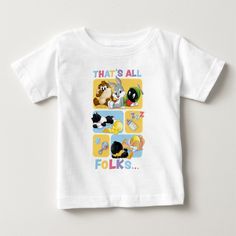 Baby Looney Tunes Characters That's All Folks Baby T-shirt, Infant Unisex, Size: 6 Month, White Pattern: graphic. Baby Looney Tunes Characters, Looney Tunes Birthday, Baby Looney Tunes, Looney Tunes Characters, Thats All Folks, 1st Birthday Shirts, Baby Boy Room Nursery, Fathers Day Crafts, Top Baby Products