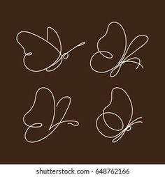 four butterflies on a brown background with the words love written in white ink, and one butterfly