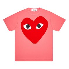 CDG Play Heart Tee Shirt, Play Heart, Cdg Play, Pink Tee Shirt, Play Comme Des Garcons, Heart T Shirt, Comme Des Garcons Play, Heart Logo, Red Logo