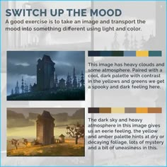 an advertisement for the movie switch up the mood, with pictures and text below it