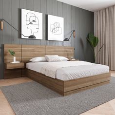 a bed sitting in a bedroom on top of a wooden floor