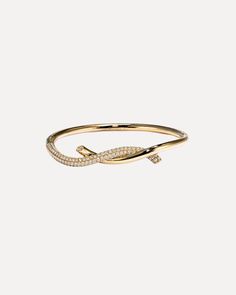 Boochier Yellow Gold Half Diamond Tie Bangle Evening Diamond Bangle Bracelet, Luxury Flexible Diamond Bangle, Diamond Bracelet Design, Diamond Earrings Design, Ladies Bracelet, Earrings Design, Squash Blossom, Bracelet Design, Gold Bangle