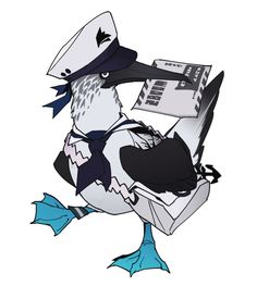 a bird wearing a hat and holding a newspaper