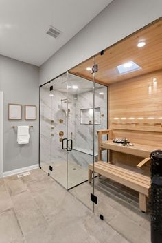 bathroom renovation with sauna and shower combo Sauna Shower Combo, Luxury Home Bathroom, Tahoe Kitchen, Cottage Showers, Master Bath Layout