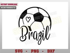 a soccer ball with the word, i love brazil svg dxf file