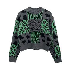 Fabric name： KnittingMain fabric composition： Polyester (polyester fiber)Material: Polyester, Spandex, Acrylic Loose Jumper, Athleisure Dress, Vintage Leopard, Round Neck Sweater, Fall Clothing, European Women, Knit Sweaters, Round Neck Sweaters, Leopard Pattern