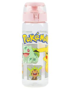 a water bottle with pokemon pictures on it