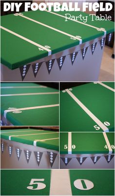 the instructions for how to make a diy football field party table