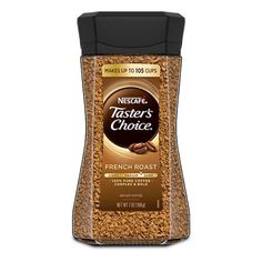 a bottle of coffee that is next to a white background with the words taster's choice on it