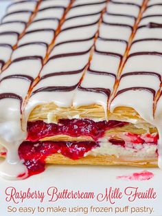 raspberry buttercream mille frutile is shown on a plate