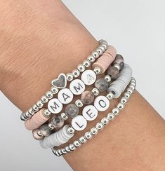 Mama Name Bracelet Stack Silver Bracelet Custom Name Bracelet New Mom Gift Beaded Name Jewelry Word Bracelet Letter Beads - Etsy Canada Bracelet Letter Beads, Beaded Name Bracelet, Letter Bracelets, Silver Bracelet Stack, Letter Bead Bracelets, Christian Journal, Name Bracelets