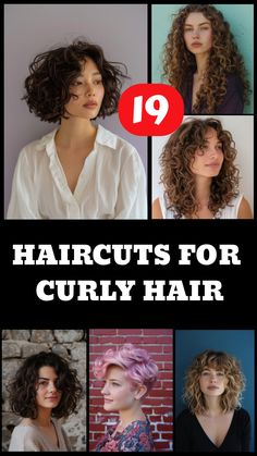 Haircuts for curly hair, featuring six diverse styles including short, medium, and long lengths. Haircuts For Damaged Hair Medium, Medium Hairstyle Women Curly, Women’s Medium Curly Hairstyles, Type 2c Haircut, Medium Haircut For Curly Hair, Girls Curly Haircut, Medium Length Hair With Layers Curly, 3a Curly Haircut, Deva Cut Curly Hair