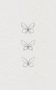 three butterflies are shown in the shape of four different shapes