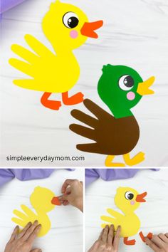 someone is making a paper ducky craft for their child's room or playroom