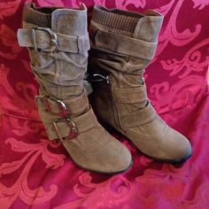 2 Pair Of Stylish Kids Size 11 Anna Brand Faux Suede Boots With 3 Buckles And Zipper. The Heel Is 2" Tall. The Boots Are Brand New And In Perfect Condition. Thanks For Viewing This Item. Boots For Preteens, Thigh High Boots For Kids, 7 Inch Boots, Size 13 Women's Boots, Brown Elf Boots, Kids Thigh High Boots, Adventure Boots Women, 80s Shoes Women Boots, Odie Boots