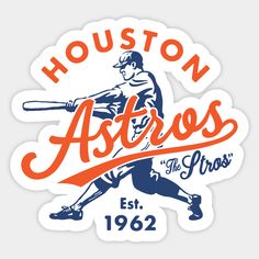 houston astros baseball sticker with an orange and blue logo