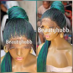 PLEASE NOTE: Put your telephone number in the order message box as required by DHL Express for shipping. DESCRIPTION This item is new. Size: Nano twist Blue Green Nano Braided Wig made on a Full lace wig  Green and Blue extension LENGTH : 35-40 inches Properly installed on a full lace wig with adjustable straps and elastic band to aid a firm but comfortable grip on your head. Washable & very durable! With beautyhubb, you are always assured of a premium quality of our products and we pride oursel Sengalese Twists, Braid Wigs, Braid Wig, Twist Braid, Wig For Black Women, Box Braid Wig, Micro Braids, Quality Wigs, Braided Wig