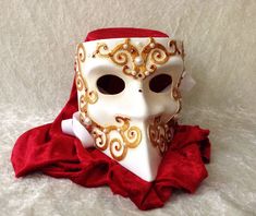 Artisan Bauta mask: 'fancy Classic Bauta ' (3d curls and rhinestones ) - Traditional handmade mask - wearable art The masks of Theater Didymus are made according to a unique and self-developed recipe based on classic techniques for mask making used in Venice and in the world of the theatre. It is a special kind of papier-mâché, coated with a certain texture or a sturdy finish that is completely sanded smooth. The masks are made completely by hand, the process involves several steps ... Designing Bauta Mask, Mask Ball, Handmade Mask, Costume Masks, The Theatre, Mask Making, Some People, Costume Accessories, Wearable Art