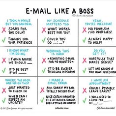 an e - mail like a boss chart with the words, i think it's okay