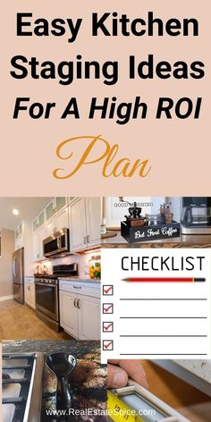 the words easy kitchen staging ideas for a high roll