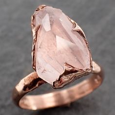 Partially Faceted Morganite 14k rose gold Ring Gold Pink Gemstone Cocktail Ring Statement Ring gemstone Jewelry byAngelineMorganite feels so soft gentle and loving. I hand carved this ring in wax and cast it in solid rose gold using the lost wax casting process. This one of a kind ring is a size 7 and It can be resized. The stone measures about 13mm X 8mm.Throughout all time and history, in every tribe and culture all around the world crystals, minerals and gemstones have used for healing, luck, Champagne Diamonds Engagement, Rough Gemstone Jewelry, Rough Diamond Ring, Ring Rosegold, Wedding Rings Solitaire, Ringe Gold, Wedding Rings Rose Gold, 14k Rose Gold Ring, Wax Casting