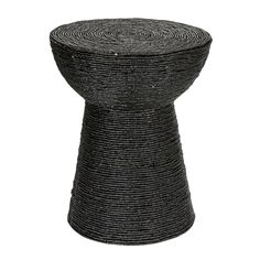 a black stool made out of rope on a white background with no people around it